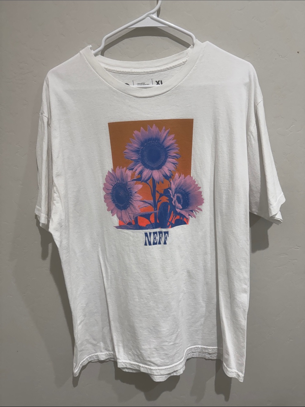 Neff White Retro Pink Sunflower Tee